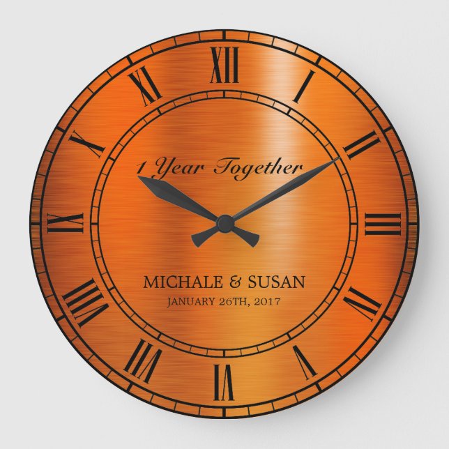 Bronze Wedding Anniversary (Personalize) Large Clock (Front)