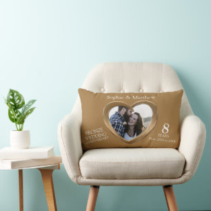 Bronze wedding anniversary photo hearts lumbar cushion