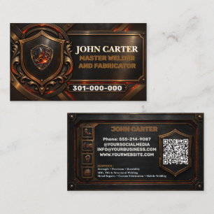 Bronze Welding Metalwork Custom Logo QR Code Business Card