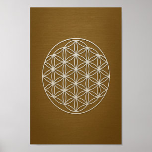 Bronze & White Flower of Life Poster