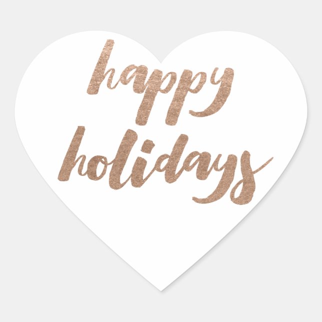 Bronze White Heart Christmas Sticker (Front)