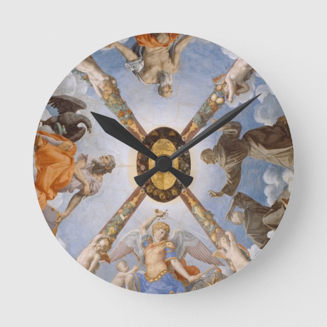 Bronzino Italian Art Chapel Ceiling Round Clock (Front)