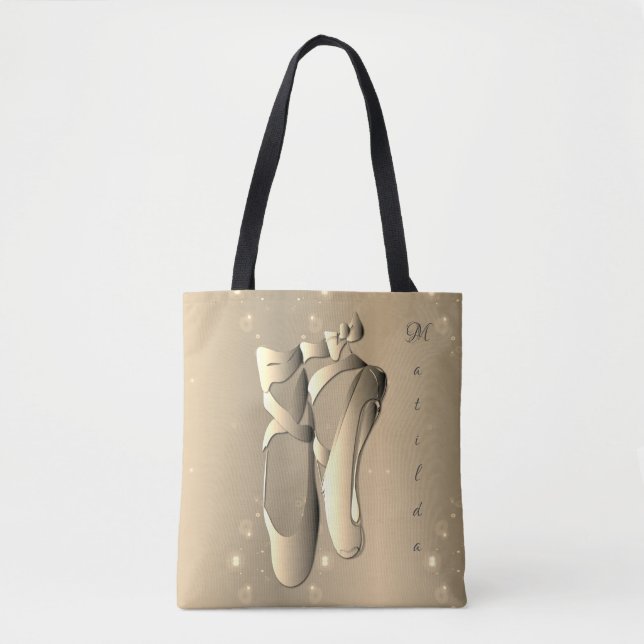 Bronzy Ballet Toe Shoes w/Name Tote Bag (Front)