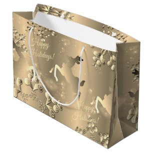 Bronzy Reindeer and Snowflakes Your Greeting Large Large Gift Bag