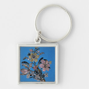 Brooch in form of large bouquet with brilliant key ring