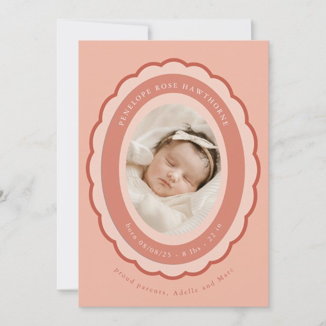 Brooch Keepsake Birth Announcement  (Front)