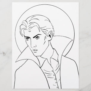 Brooding Man Vampire Colouring Page