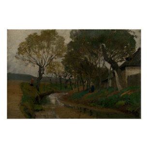 Brook Behind Tranquil Waters Rustic Charm  Poster