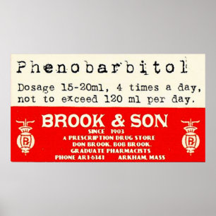 Brook & Son Arkham Prescription Label Poster