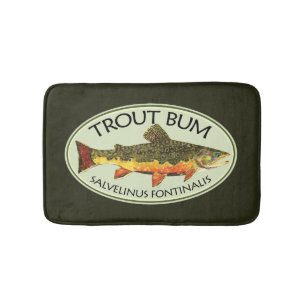 Brook Trout Bum Humourous Fly Fishing Bath Mat