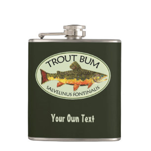 Brook Trout Bum Humourous Fly Fishing Hip Flask