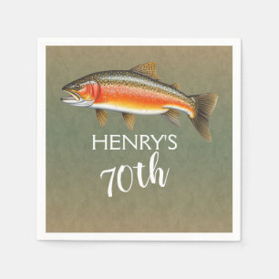 Brook Trout Fish for 70th Birthday Napkin