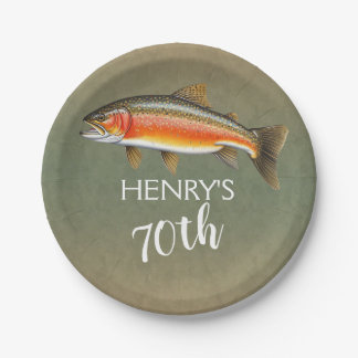 Brook Trout Fish for 70th Birthday Paper Plate