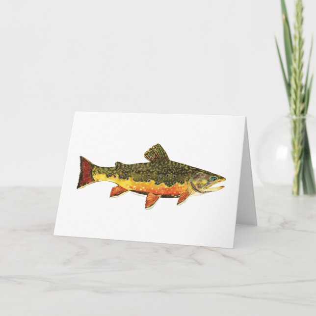 Brook Trout Fish Painting Holiday Card (Front)