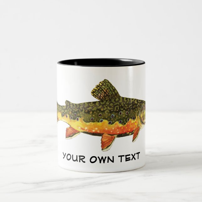 Brook Trout Fish Painting Two-Tone Coffee Mug (Center)