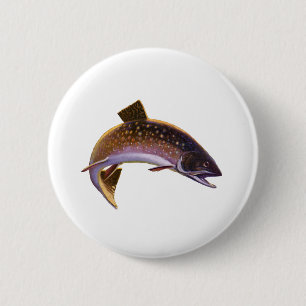 Brook Trout Fish, Vintage Sports Fishing Fisherman 6 Cm Round Badge
