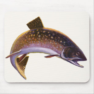 Brook Trout Fish, Vintage Sports Fishing Fisherman Mouse Mat