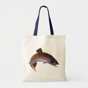 Brook Trout Fish, Vintage Sports Fishing Fisherman Tote Bag