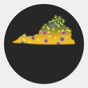 Brook Trout Fish Virginia State Map Fly Fishing Classic Round Sticker