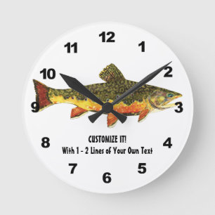 Brook Trout Fisherman's Round Clock