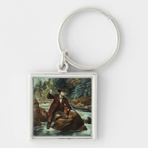 Brook Trout Fishing - An Anxious Moment, 1862 Key Ring