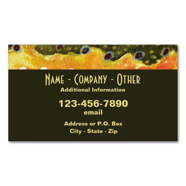 Brook Trout Fishing Magnetic Business Card (Front)