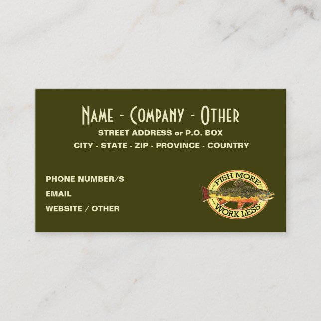 Brook Trout Fly Fisherman Business Card (Front)