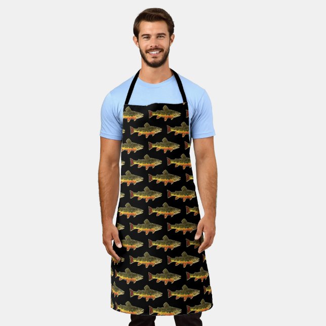 Brook Trout Fly Fishing BBQ Grilling Fisherman's Apron (Worn)