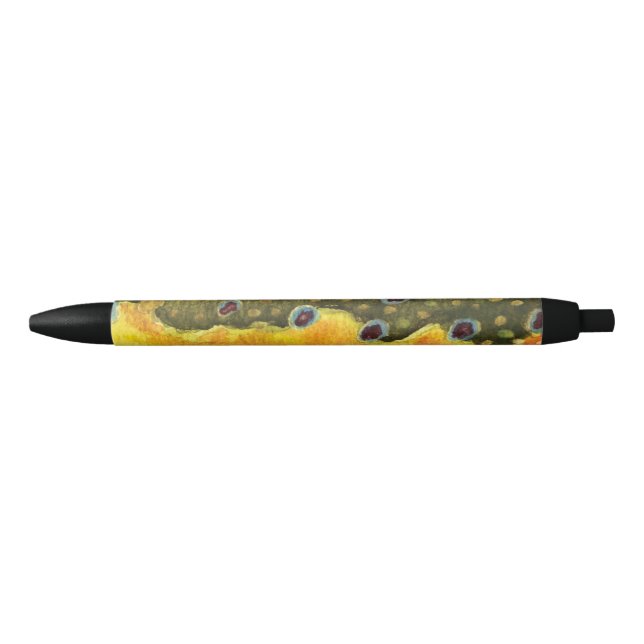 Brook Trout Fly Fishing Black Ink Pen (Front)