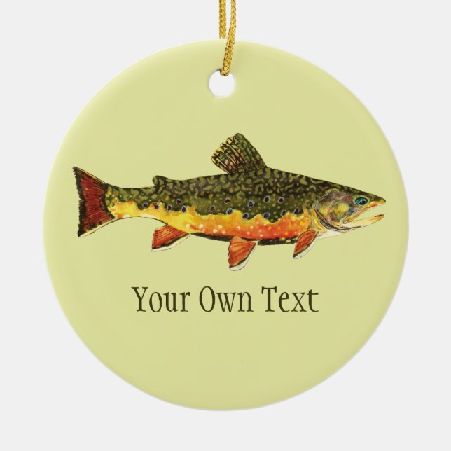 Brook Trout Fly Fishing Ceramic Tree Decoration (Front)