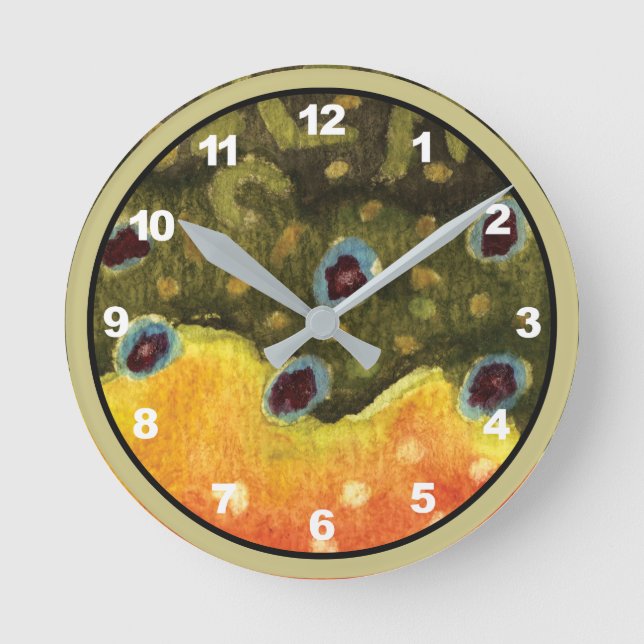 Brook Trout Fly Fishing Decor Round Clock (Front)