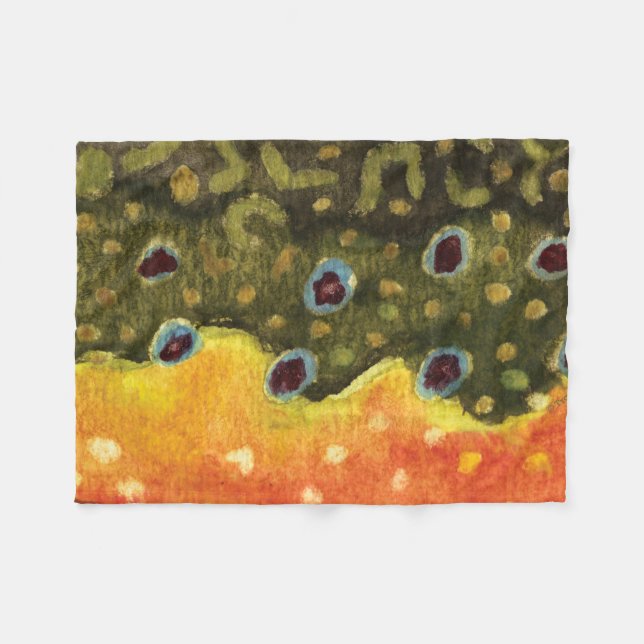Brook Trout Fly Fishing Fleece Blanket (Front (Horizontal))