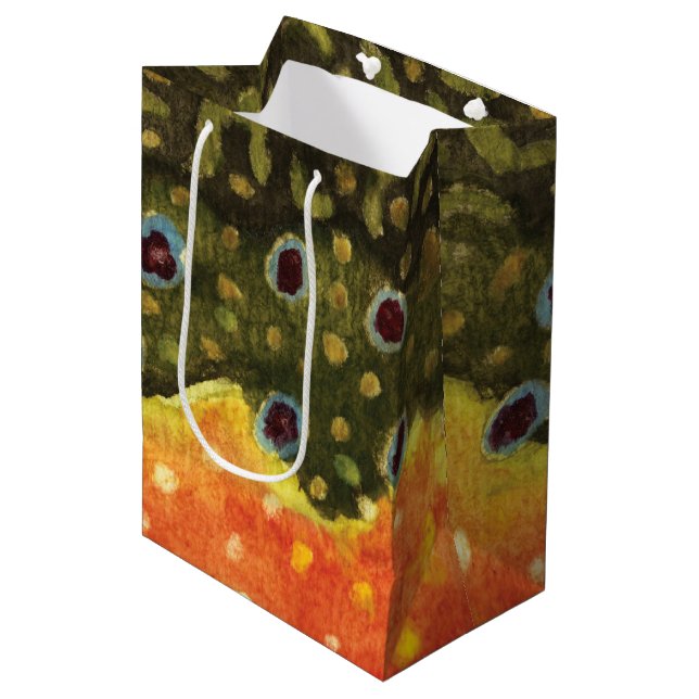 Brook Trout Fly Fishing Medium Gift Bag (Front Angled)