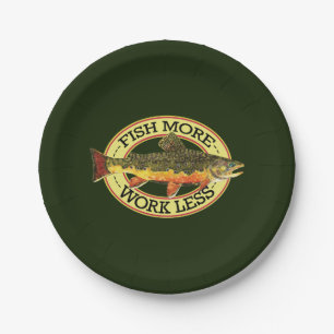 Brook Trout Fly Fishing Paper Plate
