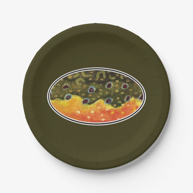 Brook Trout Fly Fishing Paper Plate (Front)