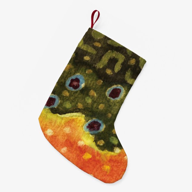 Brook Trout Fly Fishing Small Christmas Stocking (Front (Hanging))