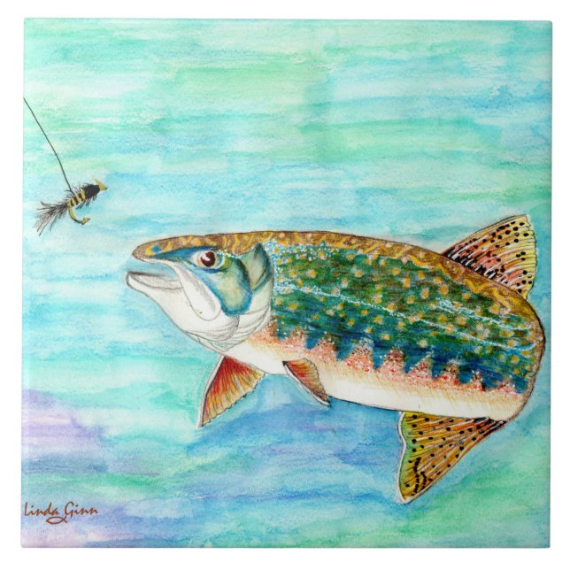 Brook Trout Large Ceramic Tile (Front)