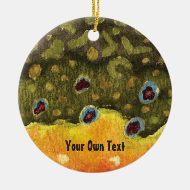 Brook Trout Skin Fly Fishing Ceramic Tree Decoration (Front)