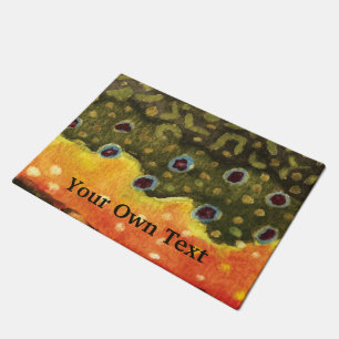 Brook Trout Skin, Fly Fishing House Cabin Lodge Doormat
