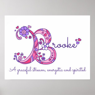 Brooke B initial doodle art name meaning Poster