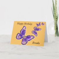 Brooke, Happy Birthday purple butterfly card
