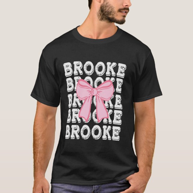 BROOKE Name Coquette Big Pink Bow Simple Cute Girl T-Shirt (Front)