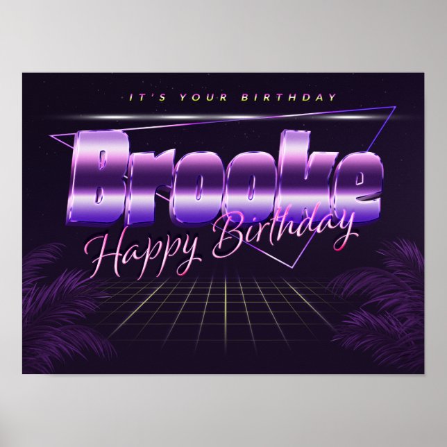 Brooke Name Vorname lila retro Poster Geburtstag (Front)