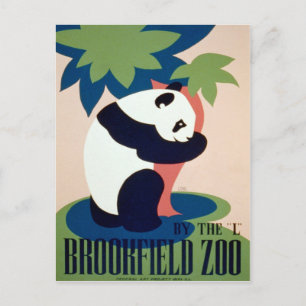 Brookfield Zoo By The "L" Vintage Panda WPA Poster Postcard