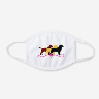 Brookhaven_Labradors Labs in 3 Colors & Hearts White Cotton Face Mask