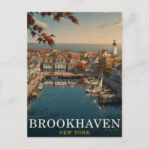 Brookhaven NY Harbour Travel Postcard