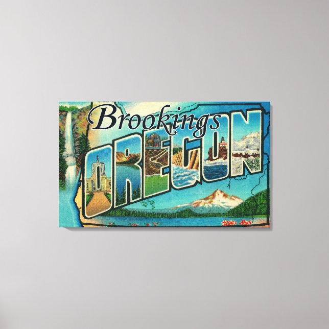 Brookings, Oregon - Large Letter Scenes Canvas Print (Front)