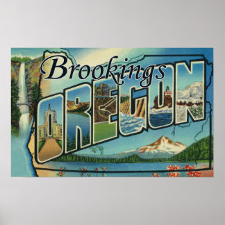 Brookings, Oregon - Large Letter Scenes Poster