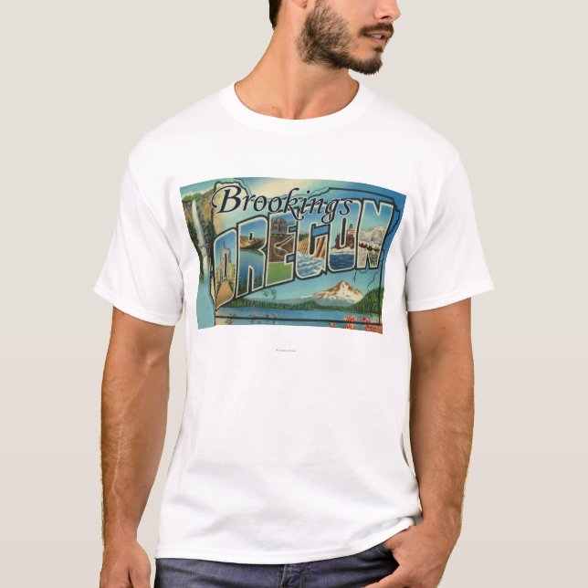 Brookings, Oregon - Large Letter Scenes T-Shirt (Front)