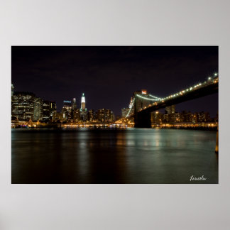 Brooklin Bridge at Night (Print) Poster